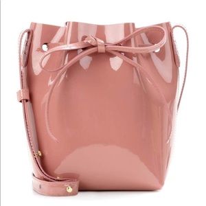 mansur gavriel patent mini bucket bag blush